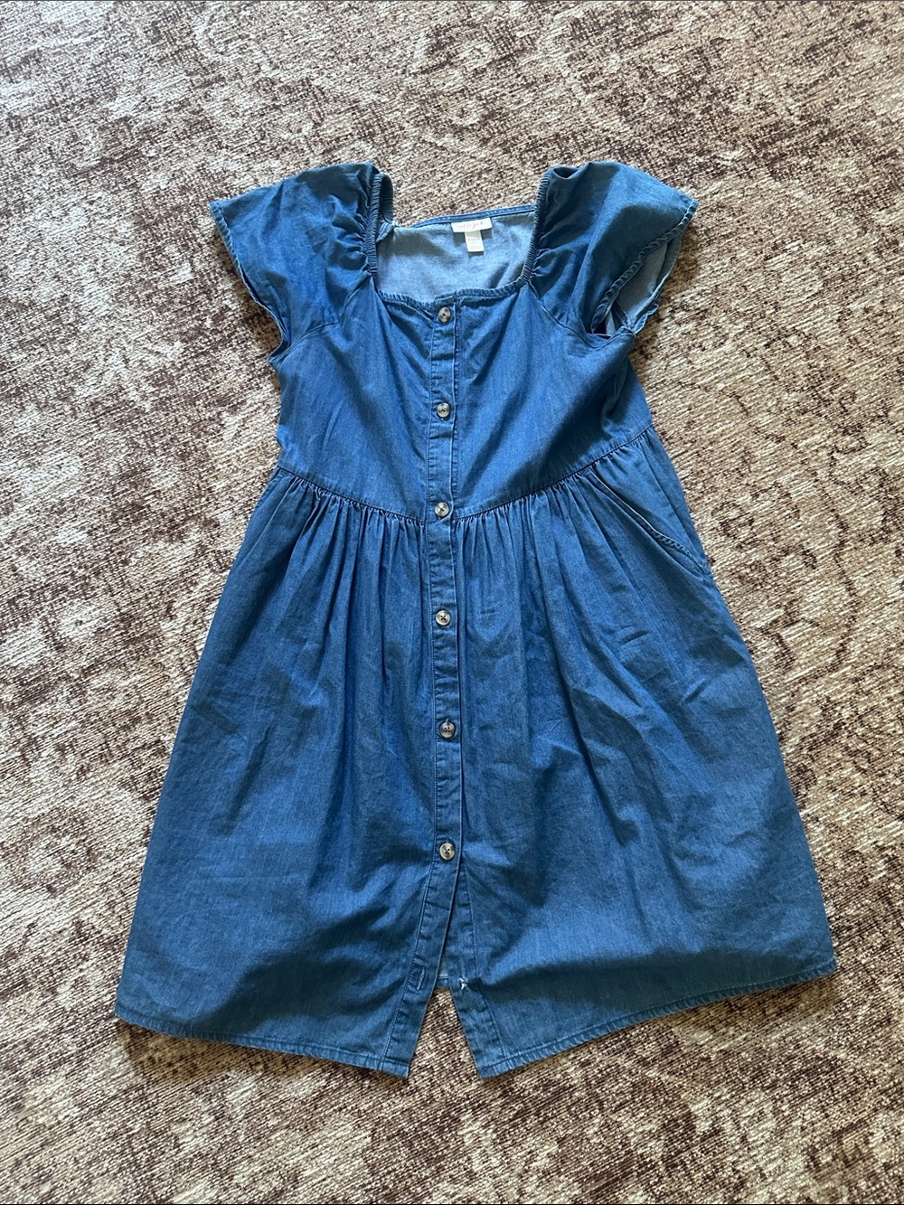 Kids girls Cat & Jack blue denim soft dress with buttons size XL 14/16